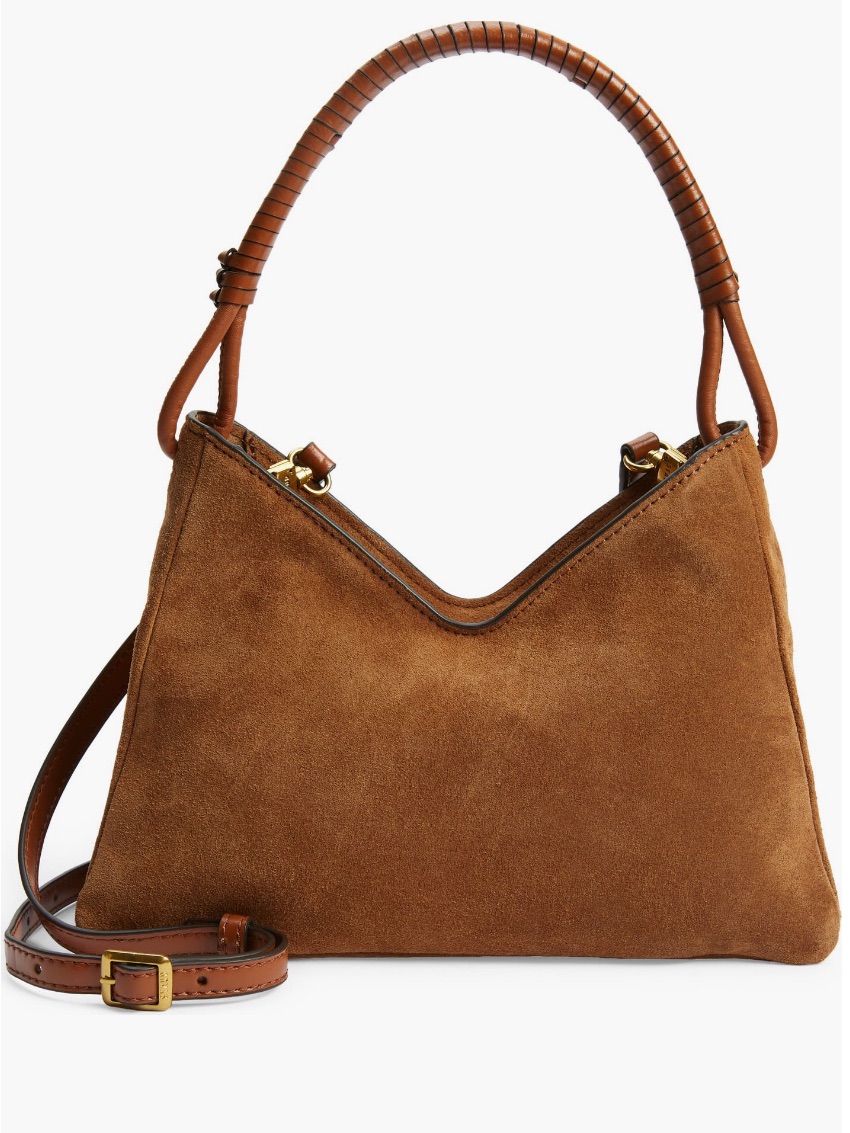 Nwt Staud Suede Hobo Shoulder Bag In Chestnut Brown